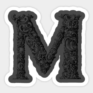 Vintage Initial Letter Lettering Alphabet M Sticker